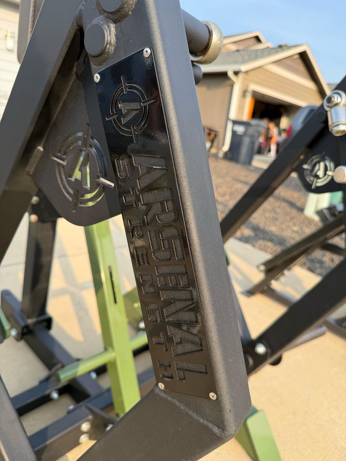 a close-up view of a piece of exercise equipment, with a focus on the text and branding on the equipment.
